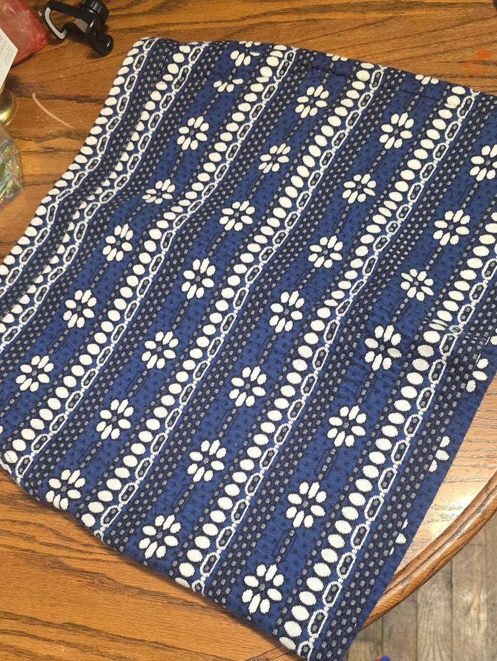Skirt J. Crew Navy and White Floral Stripe Cotton Throw
